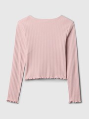 Gap Pink V-Neck Ribbed Long Sleeve Wrap Top (4-13yrs) - Image 2 of 2