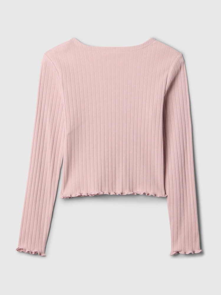 Gap Pink V-Neck Ribbed Long Sleeve Wrap Top (4-13yrs) - Image 2 of 2