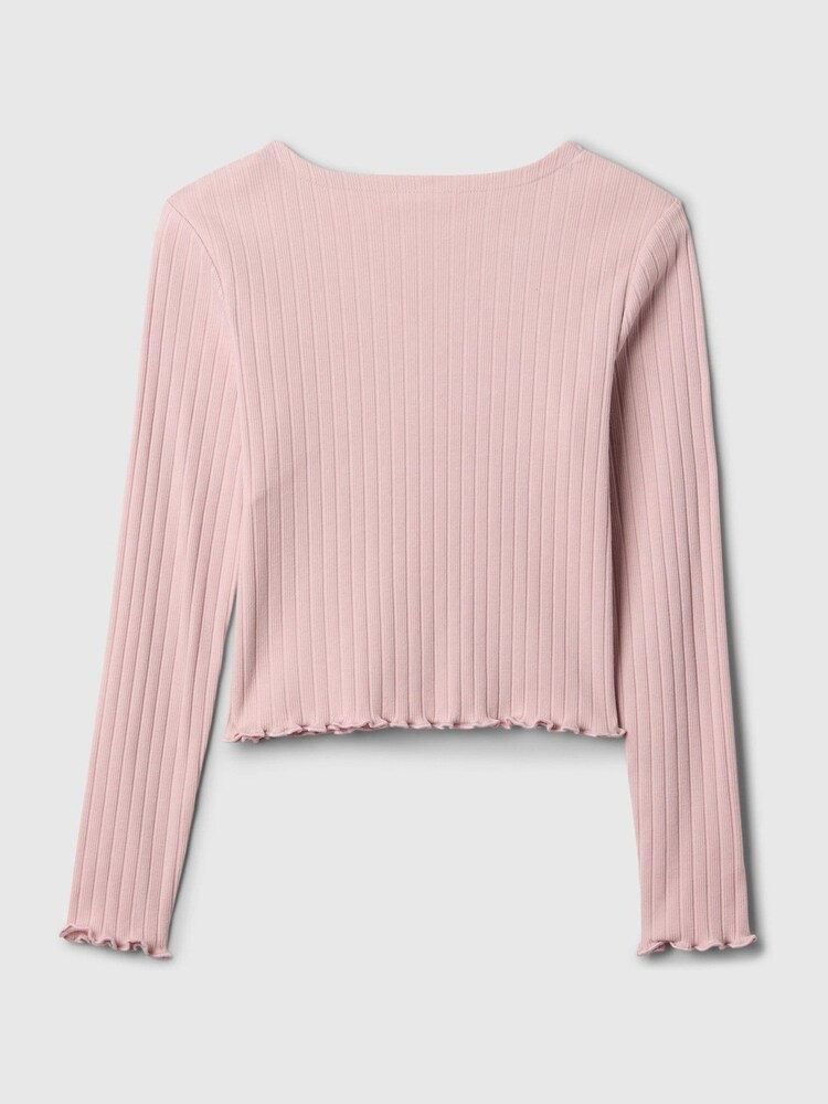 Gap Pink V-Neck Ribbed Long Sleeve Wrap Top (4-13yrs) - Image 2 of 2 Gap Pink V-Neck Ribbed Long Sleeve Wrap Top (4-13yrs) - Image 2 of 2