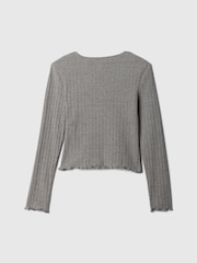 Gap Grey V-Neck Ribbed Long Sleeve Wrap Top (4-13yrs) - Image 2 of 3