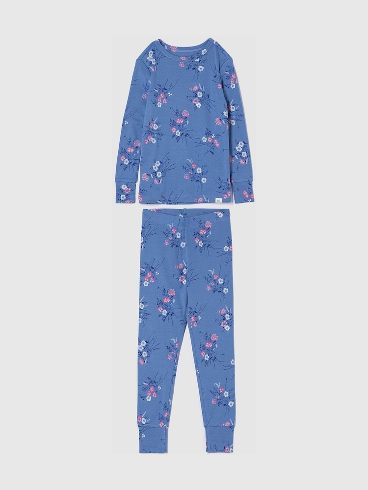 Gap Blue Floral Cotton Long Sleeve Pyjama Set (4-13yrs) - Image 1 of 4