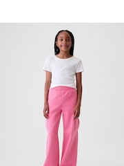 Rosa - Pantalones de chándal cargo de pierna ancha con diseño suave de estilo vintage de Gap (4-13 años) - Imagen 4 de 5