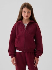 Rojo burdeos - Sudadera con capucha y cremallera con logo de Gap (4-13años) - Imagen 1 de 5