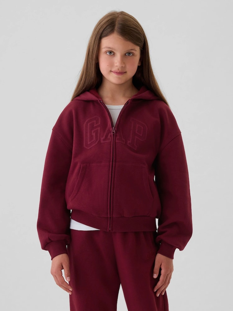 Rojo burdeos - Sudadera con capucha y cremallera con logo de Gap (4-13años) - Imagen 1 de 5