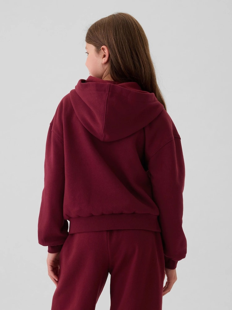 Rojo burdeos - Sudadera con capucha y cremallera con logo de Gap (4-13años) - Imagen 2 de 5