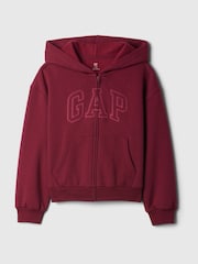 Rojo burdeos - Sudadera con capucha y cremallera con logo de Gap (4-13años) - Imagen 4 de 5