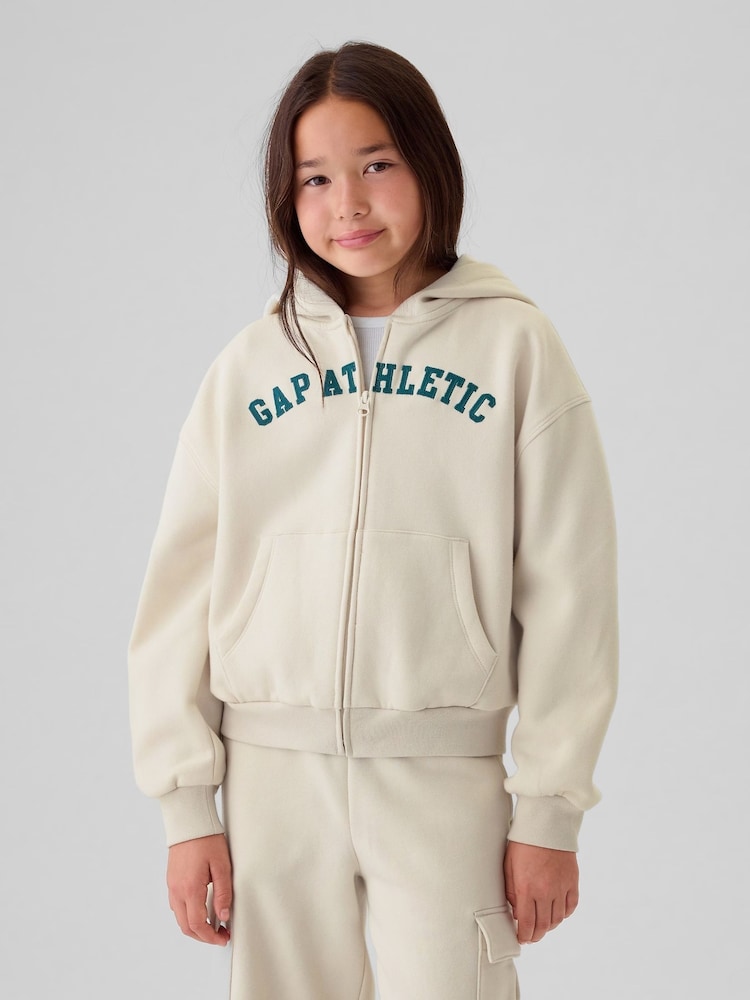 Gap Cream Logo Zip Up Hoodie (4-13yrs) - Image 1 of 5
