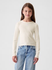 Gap Beige Ribbed Embroidered Graphic T-Shirt (4-13yrs) - Image 1 of 4