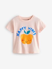 Pale Pink Happy Vibes 100% Cotton Short Sleeve T-Shirt (3mths-7yrs) - Image 1 of 3