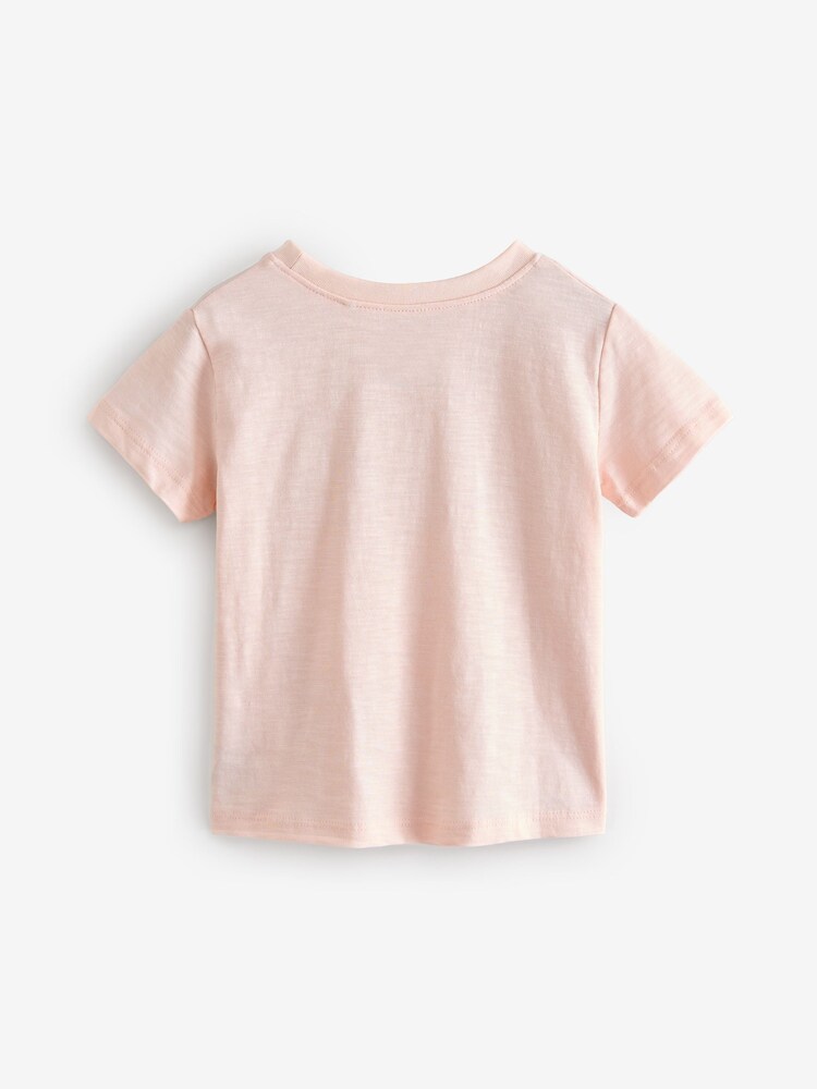 Pale Pink Happy Vibes 100% Cotton Short Sleeve T-Shirt (3mths-7yrs) - Image 2 of 3