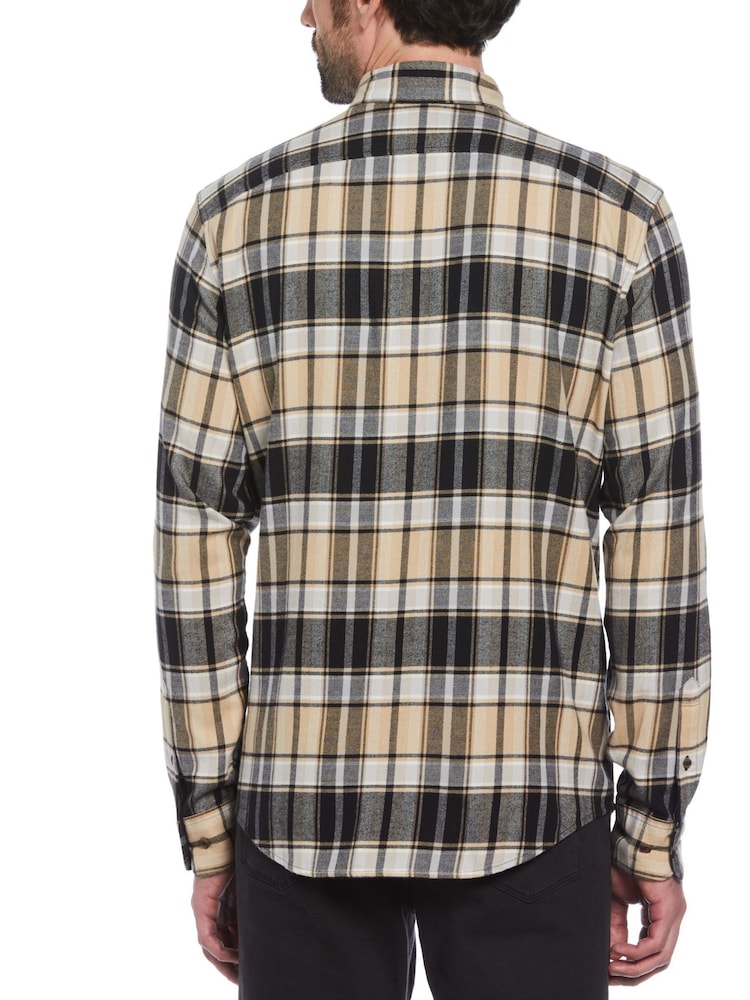 Original Penguin Plaid Flannel Stretch Black Shirt - Image 2 of 4