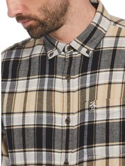 Original Penguin Plaid Flannel Stretch Black Shirt - Image 3 of 4