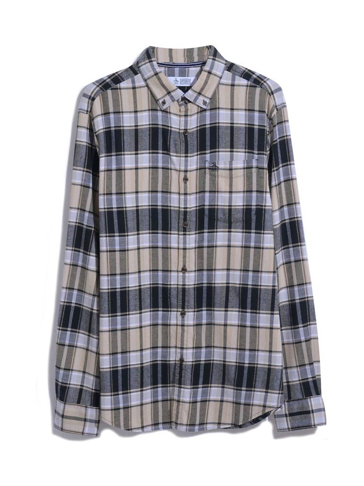 Original Penguin Plaid Flannel Stretch Black Shirt - Image 4 of 4