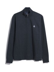 Original Penguin Grey Quarter Zip Fleece Sweatshirt - Image 4 of 4