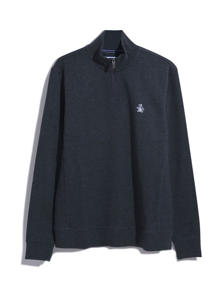 Original Penguin Grey Quarter Zip Fleece Sweatshirt - Image 4 of 4
