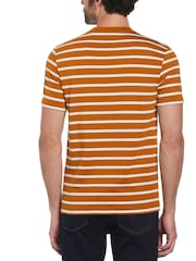 Original Penguin Breton Stripe Jersey Brown T-Shirt - Image 2 of 4