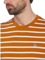 Original Penguin Breton Stripe Jersey Brown T-Shirt - Image 3 of 4