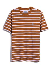 Original Penguin Breton Stripe Jersey Brown T-Shirt - Image 4 of 4