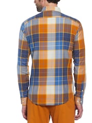 Original Penguin Plaid Cotton Blend Stretch Brown Shirt - Image 2 of 4