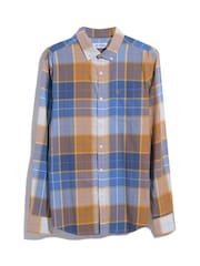 Original Penguin Plaid Cotton Blend Stretch Brown Shirt - Image 4 of 4