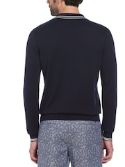Original Penguin Blue Cashmere Like 100% Cotton Polo Neck Sweater - Image 2 of 4