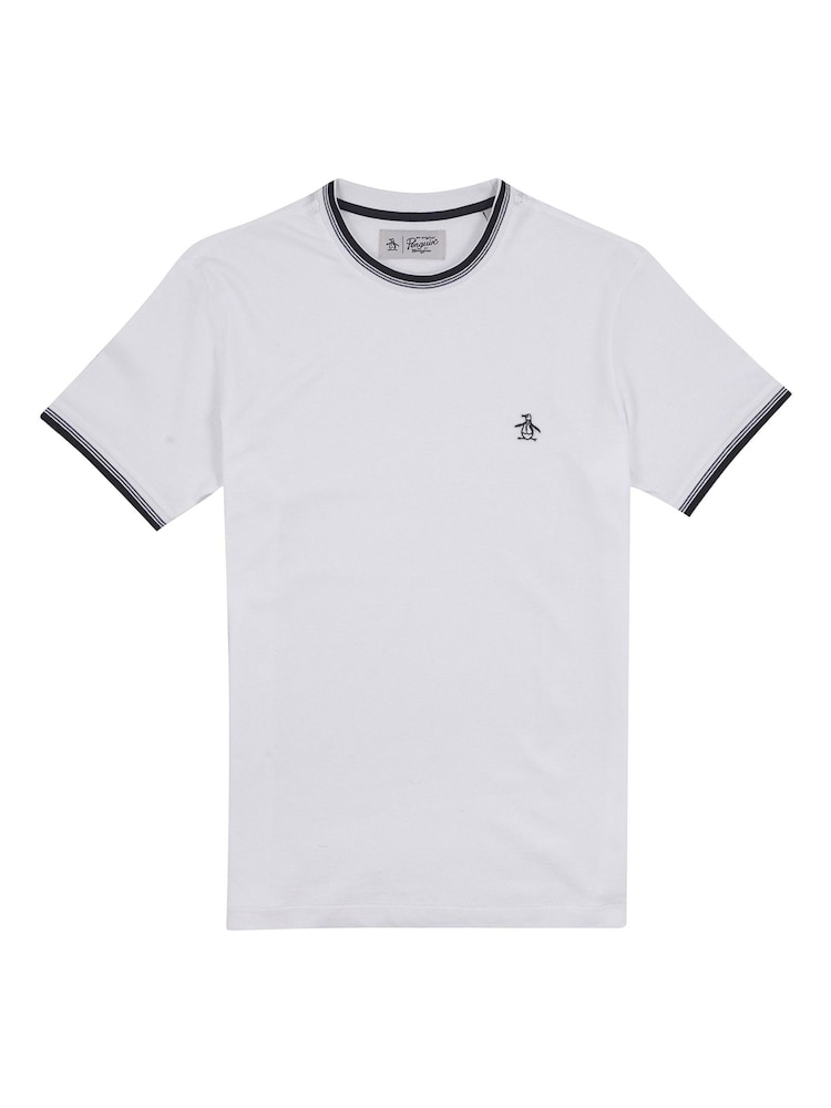 Original Penguin Sticker Pete Ringer White T-Shirt - Image 3 of 3