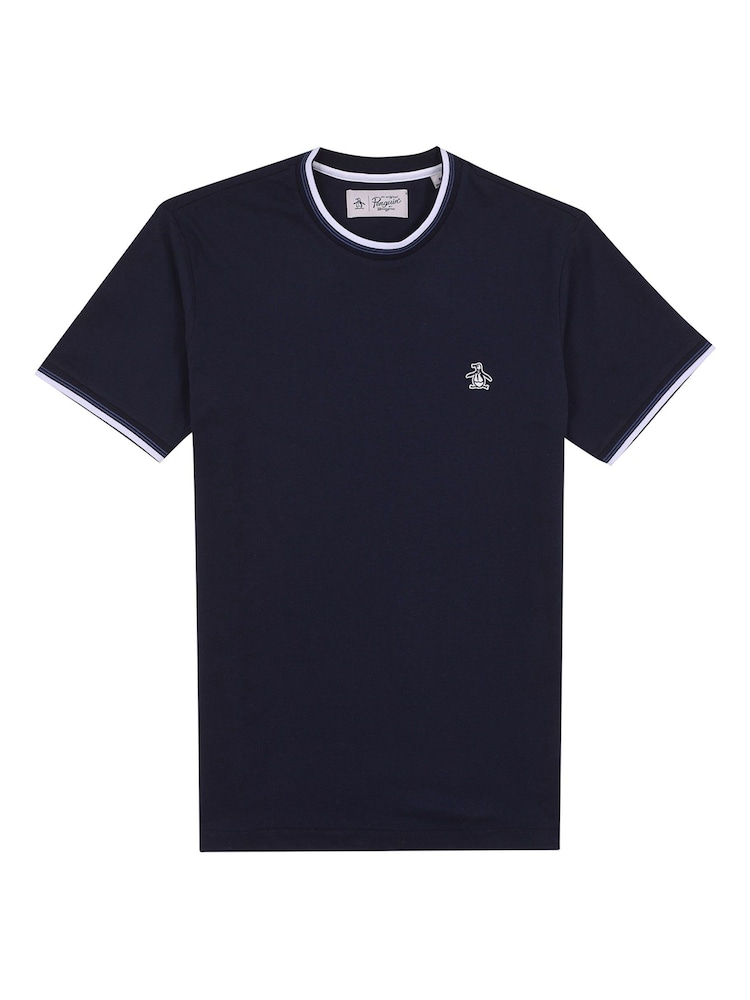 Original Penguin Blue Sticker Pete Ringer T-Shirt in Dark Sapphire - Image 3 of 3