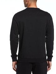Original Penguin Sticker Pete Fleece Crew Neck Black Sweatshirt - Image 2 of 3