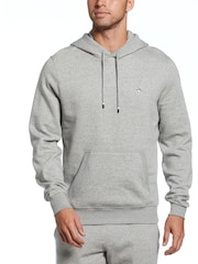 Original Penguin Grey Sticker Pete Fleece Hooded Sweatshirt in Rain Heather - Image 1 of 3