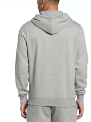 Original Penguin Grey Sticker Pete Fleece Hooded Sweatshirt in Rain Heather - Image 2 of 3