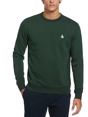 Original Penguin Green Sticker Pete Fleece Crew Neck Sweatshirt in Sycamore - Image 1 of 4