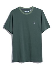 Original Penguin Green Jacquard Textured 100% Cotton Stripe T-Shirt - Image 4 of 4