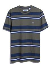 Original Penguin Green Auto Stripe 100% Cotton Jersey T-Shirt in Dusty Olive - Image 4 of 4