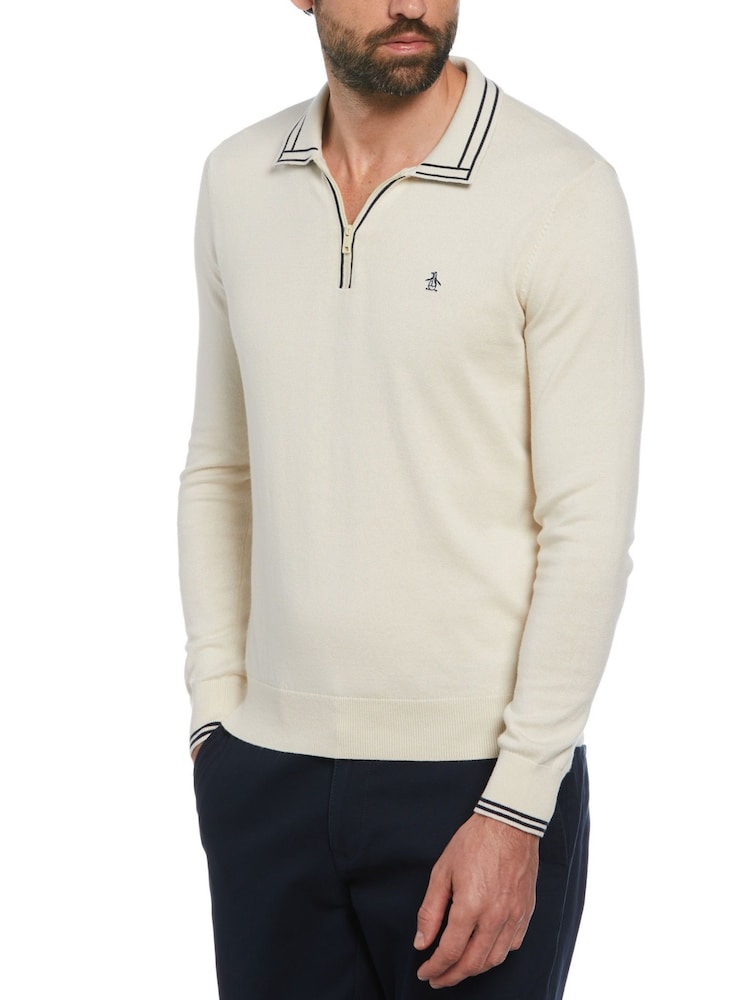 Original Penguin Natural Cashmere Like 100% Cotton Polo Neck Sweater - Image 1 of 4