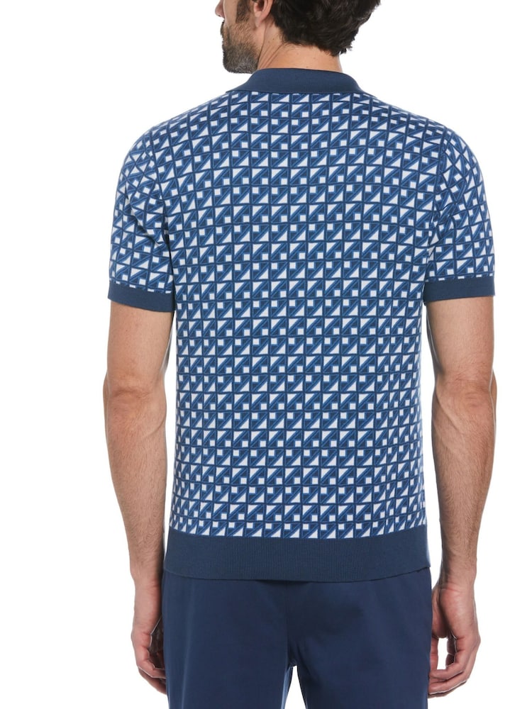 أزرق - قميص بولو جاكار بكُم قصير قطن 100% من Original Penguin - صورة 2 من 4