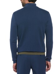 Original Penguin Green Quarter Zip Chest Stripe 100% Cotton Polo Collar Sweater - Image 2 of 4
