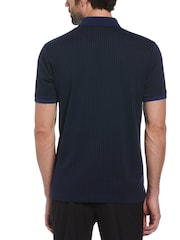 Original Penguin Blue Mini Geo Print Jacquard 100% Cotton Polo Shirt in Medieval - Image 2 of 4
