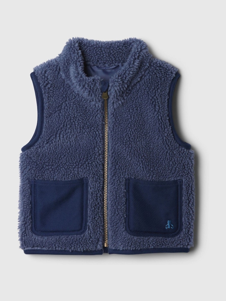 Gap Blue Sherpa Gilet (6mths-5yrs) - Image 1 of 2 Gap Blue Sherpa Gilet (6mths-5yrs) - Image 1 of 2