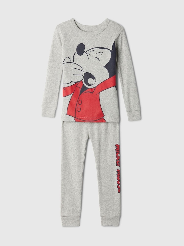 Gap Grey Disney Mickey Mouse Organic Cotton Pyjama Top & Bottoms Set (6mths-5yrs) - Image 1 of 3