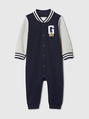 Gap Blue Brannan Bear Varsity Romper (Newborn-24mths) - Image 1 of 2