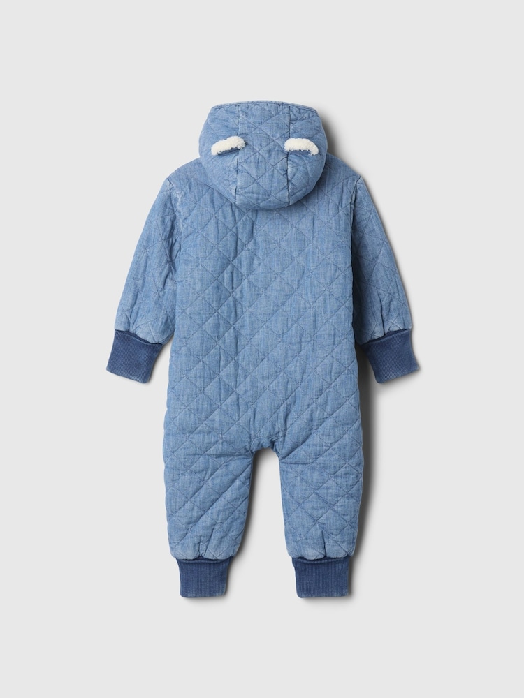 Gap Blue Cotton Quilted Cosy Chambray One-Piece (Newborn-24mths) - Image 2 of 2