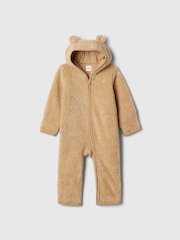 Gap Brown Sherpa Bear Hooded Footless Pramsuit (Newborn-24mths) - Image 1 of 2