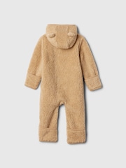 Gap Brown Sherpa Bear Hooded Footless Pramsuit (Newborn-24mths) - Image 2 of 2
