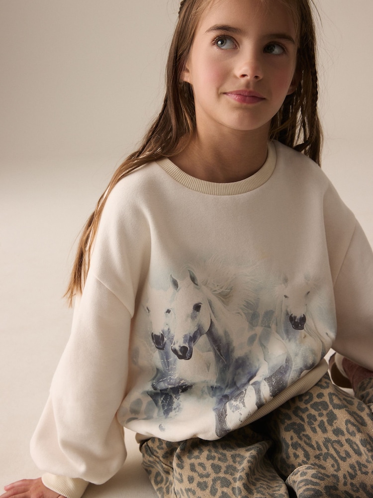 Ecru Horse Graphic Sweatshirt (3-16yrs) - Image 1 of 6