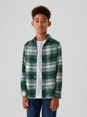 Gap Green Check Organic Cotton Flannel Shirt (4-13yrs) - Image 1 of 5