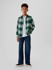 Gap Green Check Organic Cotton Flannel Shirt (4-13yrs) - Image 3 of 5