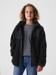 Gap Black Sherpa Zip Up Hooded Fleece (4-13yrs) - Image 1 of 5