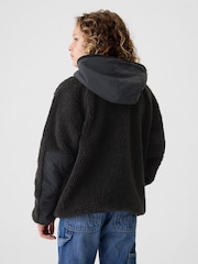 Gap Black Sherpa Zip Up Hooded Fleece (4-13yrs) - Image 2 of 5