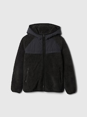 Gap Black Sherpa Zip Up Hooded Fleece (4-13yrs) - Image 4 of 5