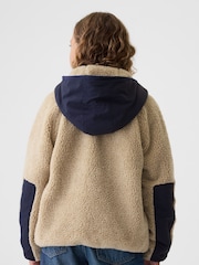 Gap Beige Sherpa Zip Up Hooded Fleece (4-13yrs) - Image 2 of 5